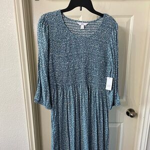 Women's Croft & Barrow 3/4 Sleeve Smocked Midi Dress